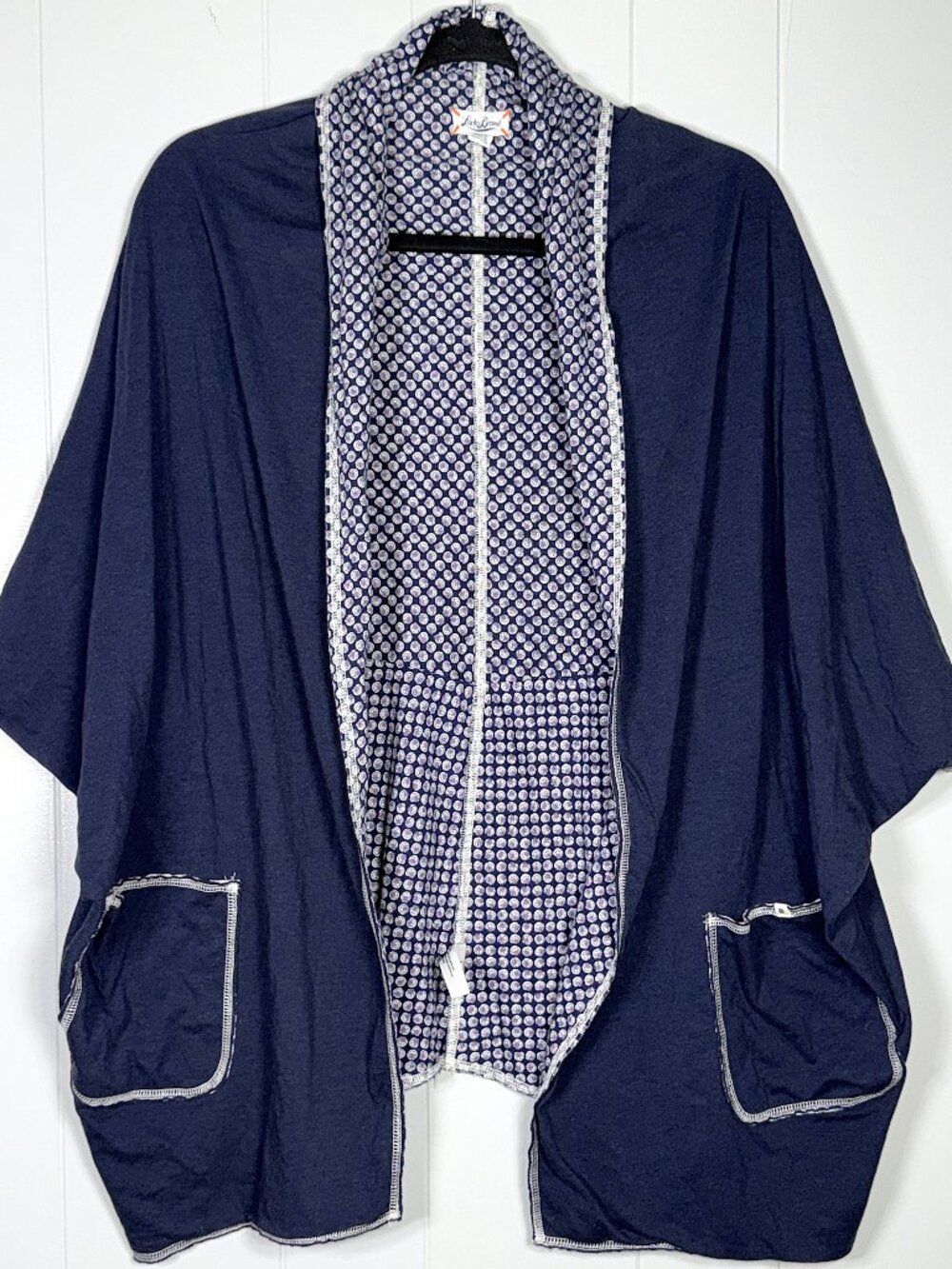 Lucky Brand Blue Open Front Cardigan Shawl Poncho Short Sleeve Shrug Jacket S/M